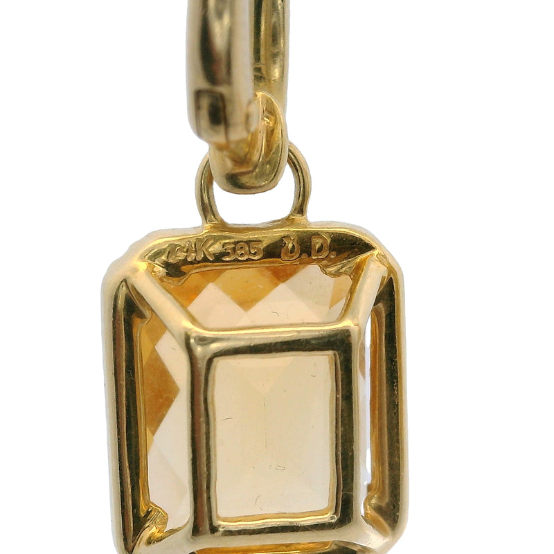 14kt Yellow Gold Citrine and Diamond Convertible Huggie Hoops to Drop/Dangle Omega Back Earrings