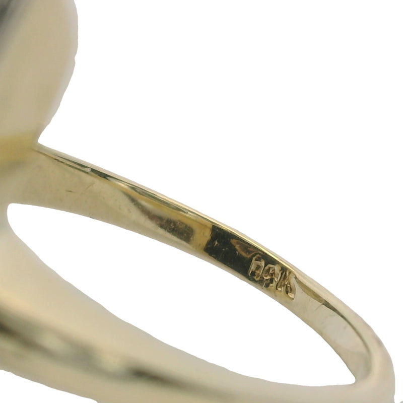 Antique 1900-1910s 14kt Yellow Gold Onyx Shield Ring with Old Mine Diamond Size 3.75