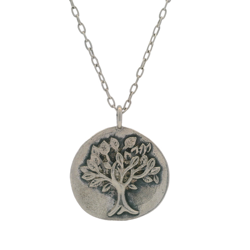 Leo 925 Sterling Silver Tree of Life Family Tree Pendant on 16" Small Paperclip Chain