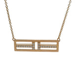 Tiffany & Co Solid 18kt Rose Gold T Two Open Horizontal Bar Diamond 18" Necklace Made in Italy