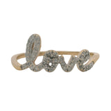 Solid 10kt Yellow Gold and Diamond "Love" Cursive Word Ring Size 6