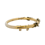Antique Late Victorian Art Nouveau 14kt Yellow Gold and Cabochon Opal Rope Bangle Bracelet 6.5"