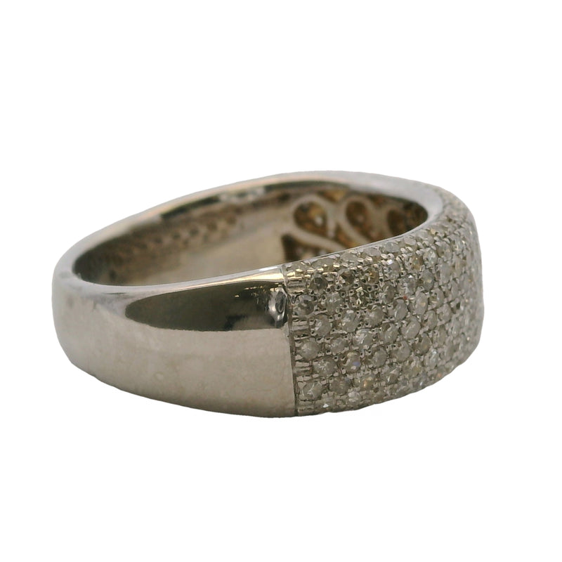 EFFY 14kt White Gold 7.4mm Wide Pave White Diamond Band Stackable Ring Size 6.75