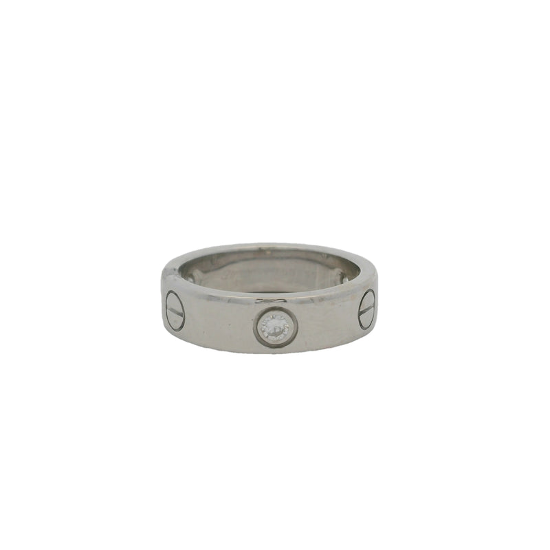 Vintage 1998 Cartier 3 Diamond Love Ring in 18kt White Gold Size 7