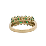 Vintage 1970-80s Solid 14kt Yellow Gold Diamond and Emerald Cocktail Cluster Ring Size 6