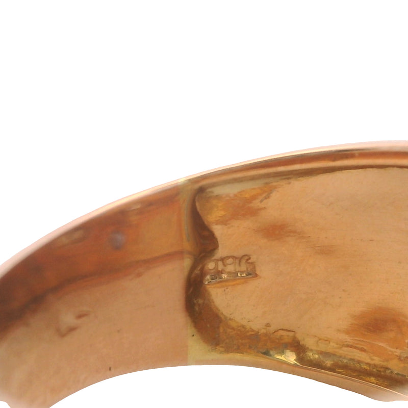 Vintage Solid 18kt Rose Gold 12mm Wide Dome Ring with Diamonds and Sapphires Size 7.5