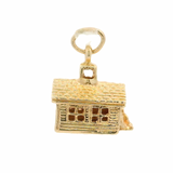 Solid 14kt Yellow Gold Marriage Chapel Detailed Charm Pendant for Wedding or Engagement