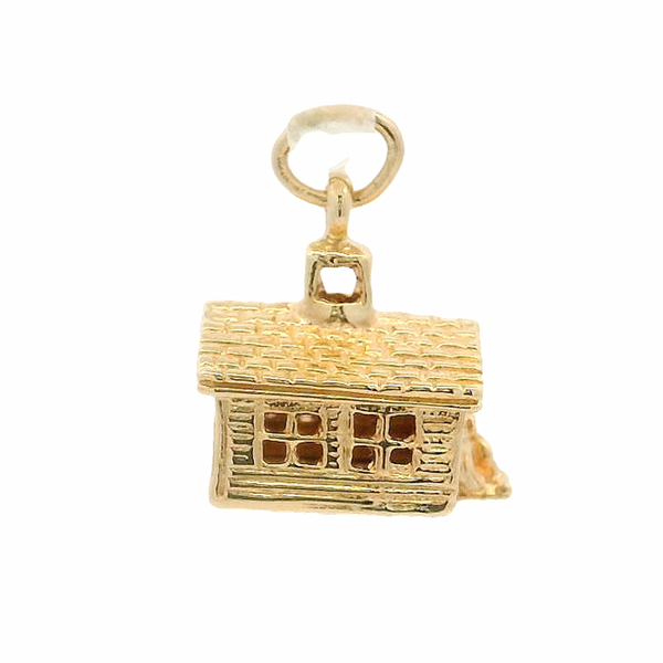 Colgante con detalle de capilla matrimonial de oro amarillo macizo de 14 kt para boda o compromiso
