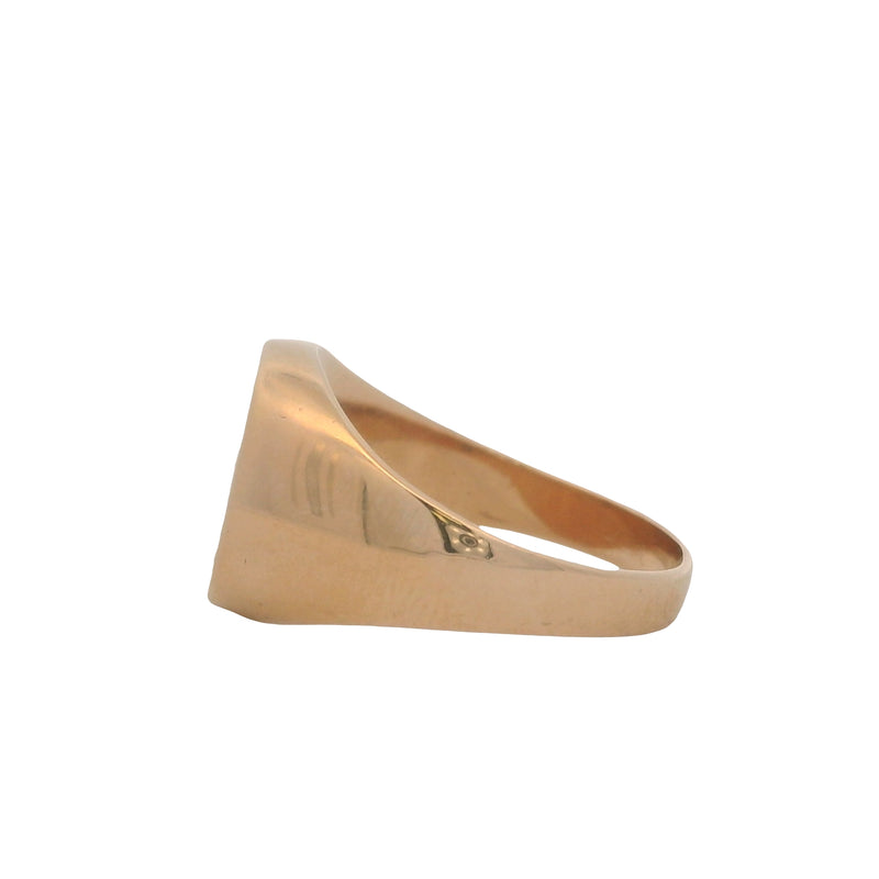 Vintage Solid 18kt Rose Gold Simple Oval "R" Block Lettering Signet Ring Size 7