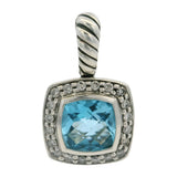 David Yurman Solid 925 Sterling Silver Topaz and Diamond 12mm Albion Pendant