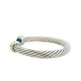 David Yurman 925 Sterling 14k Yellow Gold Topaz 7mm Classic Cable Bracelet 6.5"