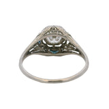 Antique 1920s Platinum 0.86ctw Old Euro Diamond Sapphire Solitaire Ring Sz 7.25