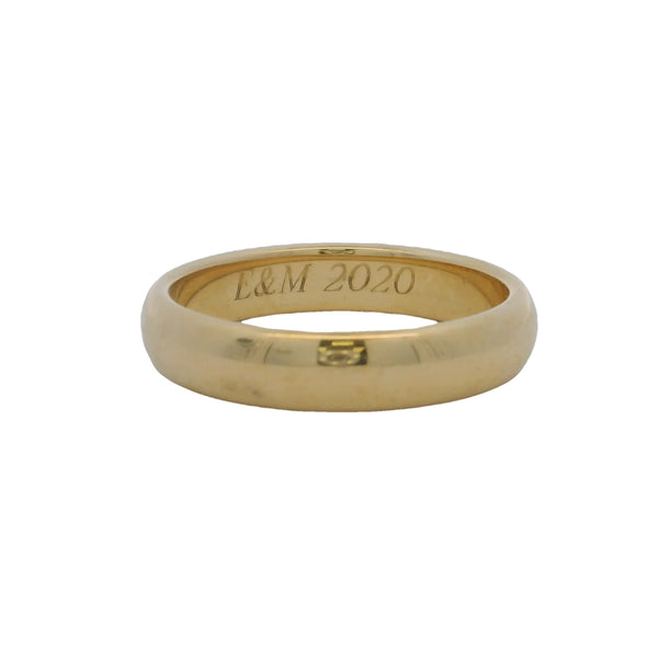 Tiffany & Co Signed Solid Heavy 18kt Yellow Gold 4.6mm Wedding Engagement Band "E&M 2020" Engraving Inside Size10 Ring
