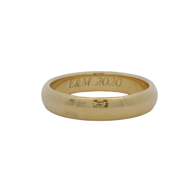 Tiffany & Co Signed Solid Heavy 18kt Yellow Gold 4.6mm Wedding Engagement Band "E&M 2020" Engraving Inside Size10 Ring