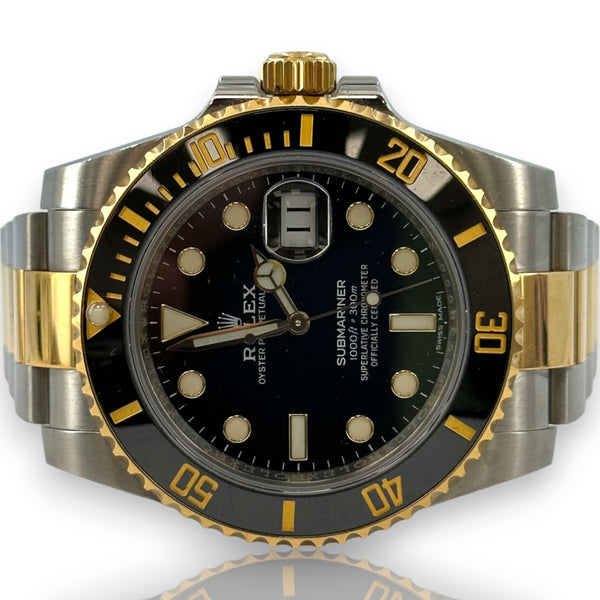 Rolex Submariner 116613 Two Tone Steel & Gold Ceramic 40mm Glidelock Watch