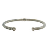 David Yurman 925 Sterling Silver Cable Flex Station Bracelet with Diamonds Size M 6.5