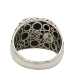 Samuel B Jewelry 925 Sterling Silver Nugget Pattern Hammered-Top Signet Ring Size 10