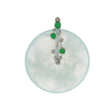Solid 18kt White Gold Icy Jadeite Chrysoprase and Diamond Circle Donut Pendant