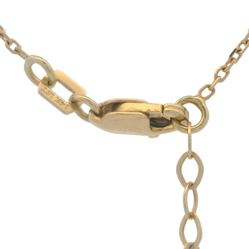 Solid 14kt Yellow Gold and Cubic Zirconia Crosses Stationed Pendant 18" Chain Necklace