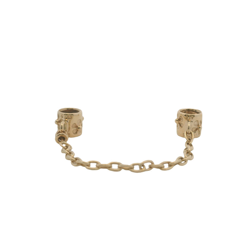 Pandora Retired Solid 14kt Yellow Gold Floral Safety Chain Spacer Charm