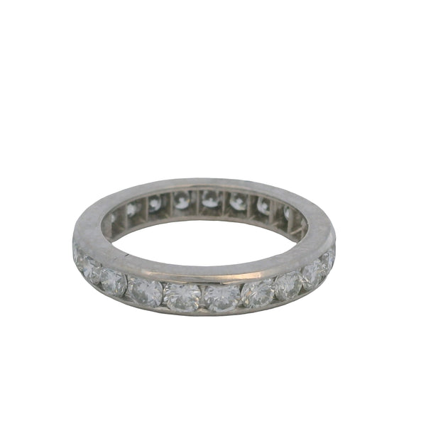 Solid 14kt White Gold and 1.61ctw Diamond 3.5mm Wide Channel-Set Eternity Stackable Band Size 5.75