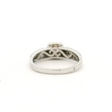 14kt Solid White Gold and Princess Cut Diamond Engagement Ring with Halo and Diamond Shoulders Size 7