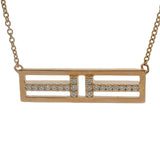 Tiffany & Co Solid 18kt Rose Gold T Two Open Horizontal Bar Diamond 18" Necklace Made in Italy