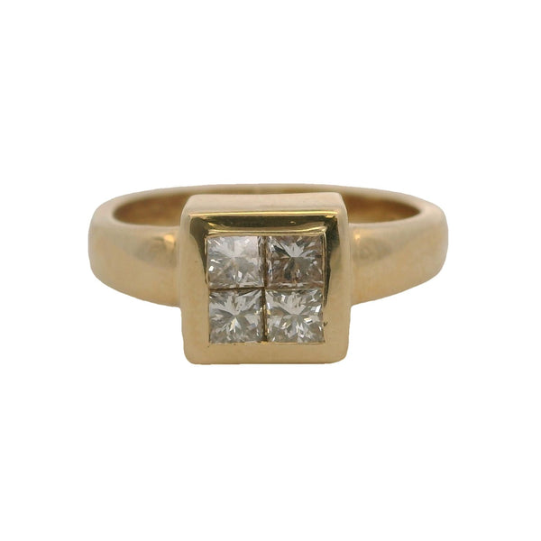 Effy Jewelry Solid 14kt Yellow Gold and 0.40ctw Princess Cut Diamonds Cluster Ring Size 6