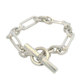 David Yurman 925 Sterling Silver Lexington 0.24ctw Diamond Toggle Bracelet 8"