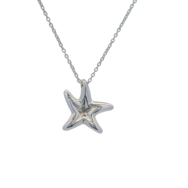 Elsa Peretti for Tiffany & Co Starfish 16" Pendant Necklace in 925 Sterling Silver with 0.04ct Diamond Center Made in Spain