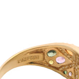EFFY Solid 14kt Yellow Gold Multi-Colored Sapphire and Diamond Starfish Cluster Cocktail Ring Size 10.5