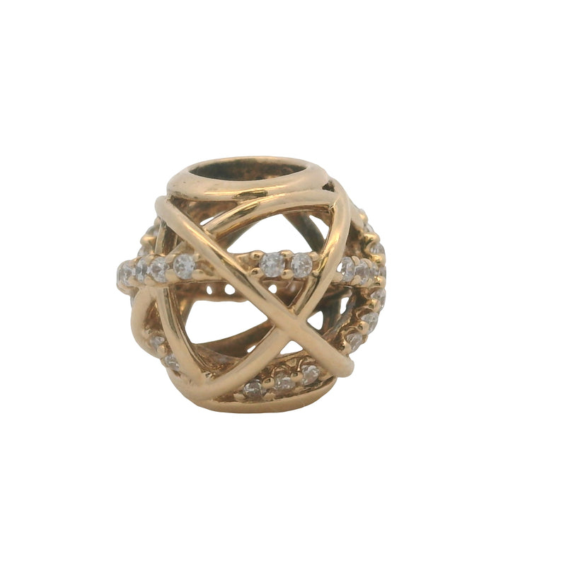 Pandora Solid 14kt Yellow Gold and CZ Galaxy Openwork Bead Spacer Charm