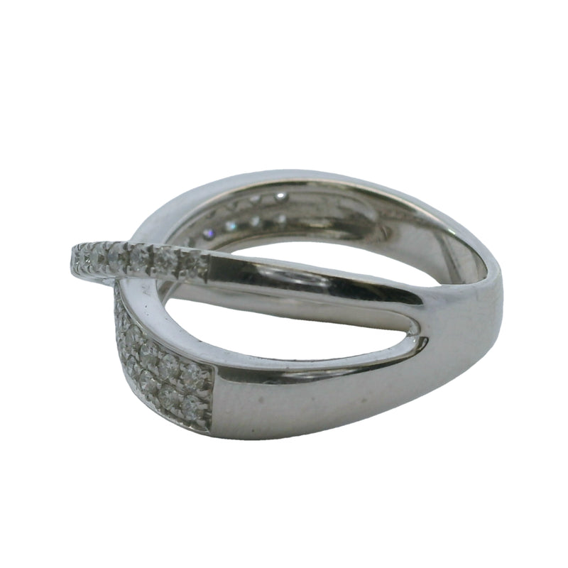 QCD 14kt White Gold and Diamond Crossover Cluster Ring Size 7