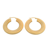 Vintage UnoAerre Solid 18kt Yellow Gold Florentine Texture 1.3" Hoop Earrings