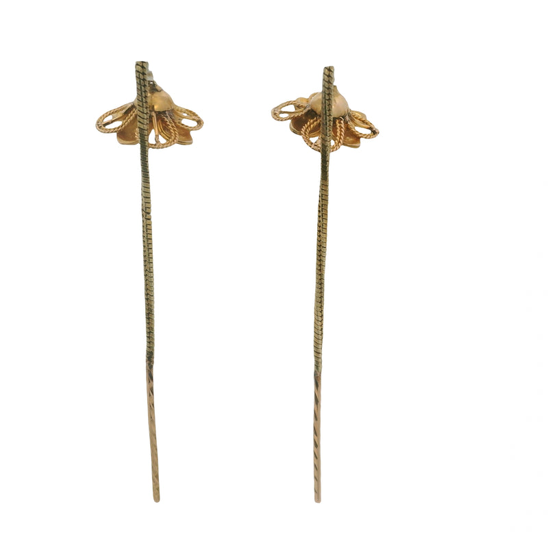 Solid 18kt Yellow Gold Floral Threader Flower 9.4mm Earrings