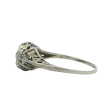 Antique 1920s Solid 18kt White Gold Filigree 0.15ct Old Mine Diamond Ring Sz 6.5