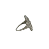 Antique Edwardian 1900-1915 Large Solid Platinum and Over 2.48ctw Diamonds Geometric Dinner Ring