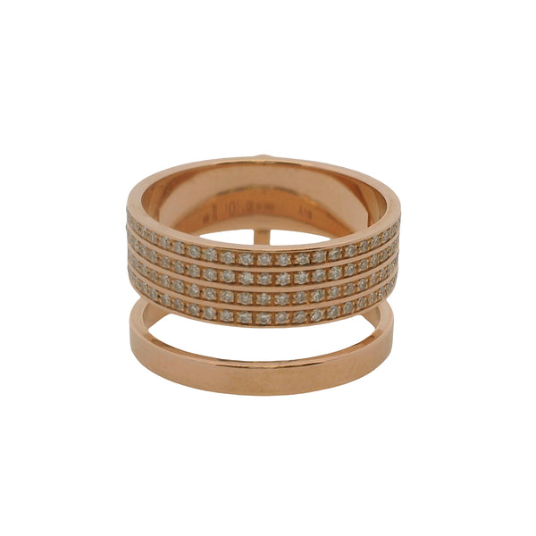 REPOSSI Retired Solid 18kt Rose Gold and Diamond Technical Berbere Double Band Ring Size 7.75