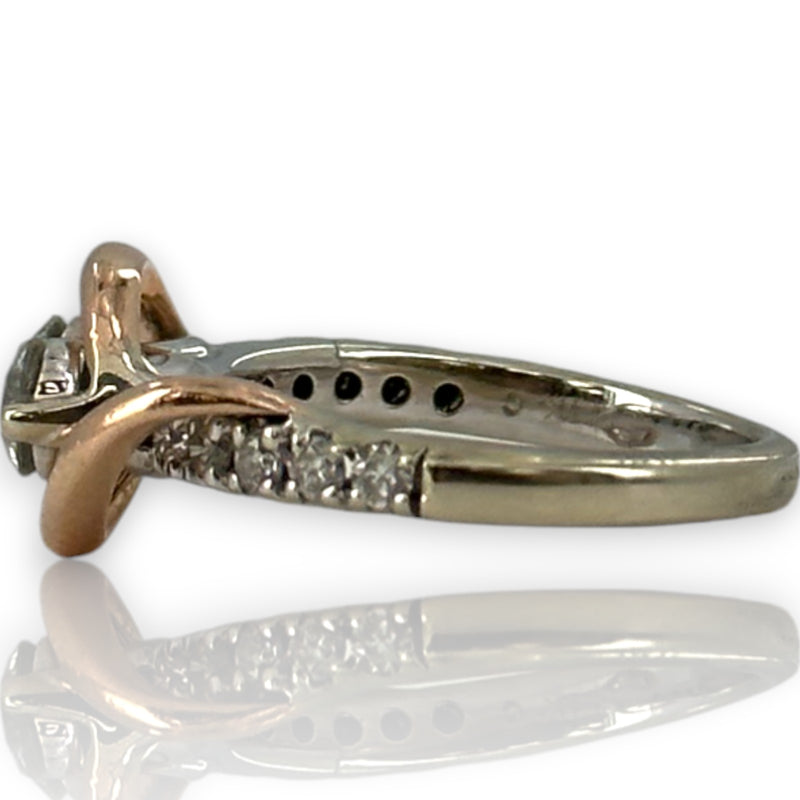 Kay Ever Us Collection 14kt White and Rose Gold Two-Stone 0.96ctw Diamond Wedding Ring Size 5.5