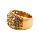 IVAR 18k Yellow Gold 9.66ctw Multicolored Sapphire Zero 3 Dome Cluster Ring Sz 8