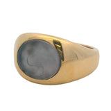 Gratas Solid 18kt Yellow Gold Dome Ring with Intaglio Glass Ostrich Signet Size 8