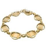 Vintage Italian Solid 18kt Yellow Gold and Colorful Enamel Flowers Link Bracelet 7.25"