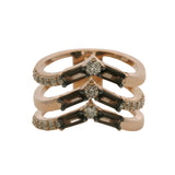 Le Vian 14kt Rose Gold "Chocolate" Smoky Quartz and Diamond 3-Band Stacked Ring Size 7