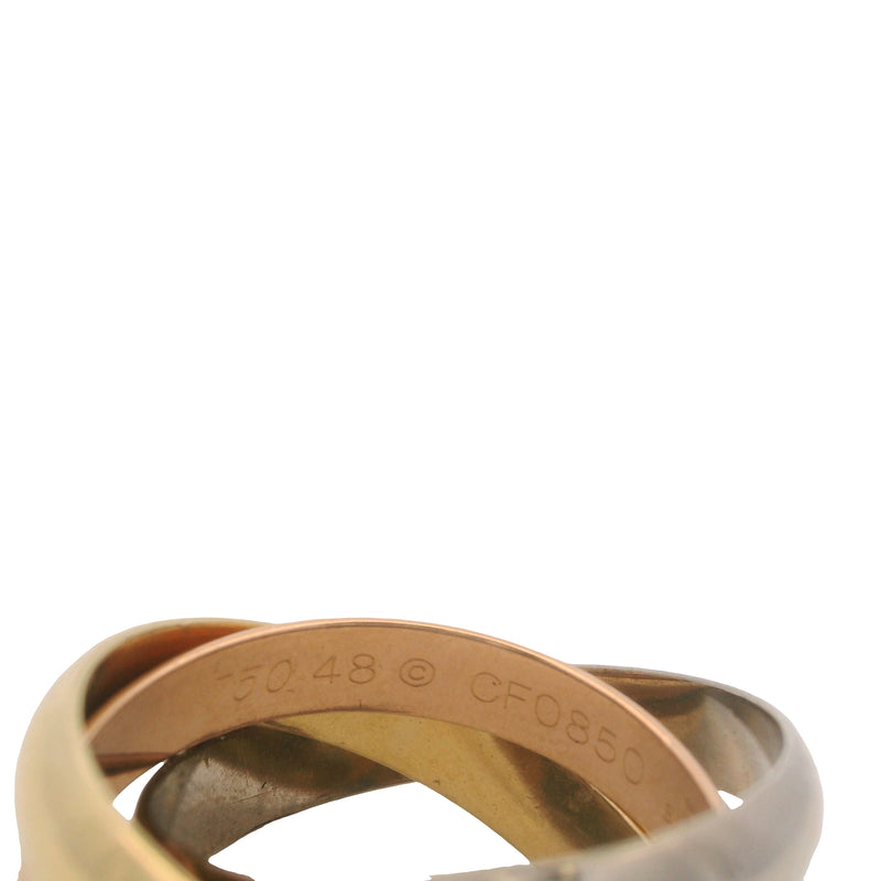 Cartier Solid 18kt Tri-Tone White Yellow Rose Gold Trinity Ring Size 4.5
