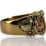 Vintage 10kt 417 Tri Color Black Hills Gold Grape Vine Leaf Ring Size 7.5