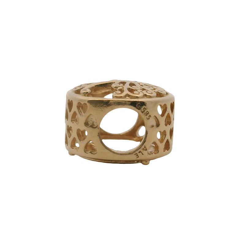 Charm deslizante Pandora de oro amarillo macizo de 14 kt 585 con raíces familiares caladas