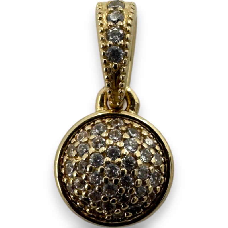 Pandora Retired Autumn 2017 Collection Solid 14kt Yellow Gold Dazzling Droplet Pendant Charm with CZ Cubic Zirconia Stone ALE 585
