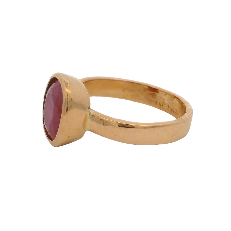 Solid 22k Yellow Gold and Bezel Set 2ct Ruby Solitaire Ring Size 6