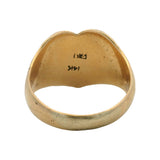 Antique Victorian Solid 14kt Yellow Gold Heart Shaped Signet "R" Ring Size 6.5