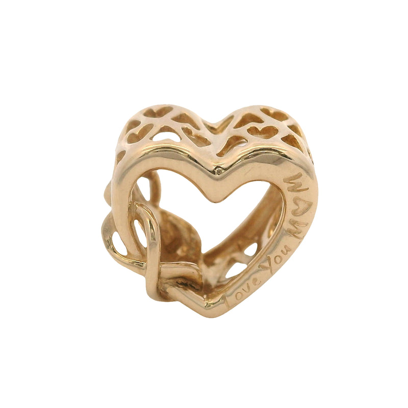 Pandora Retired Solid 14kt Yellow Gold "Love You Mom" Infinity Heart Spacer Charm